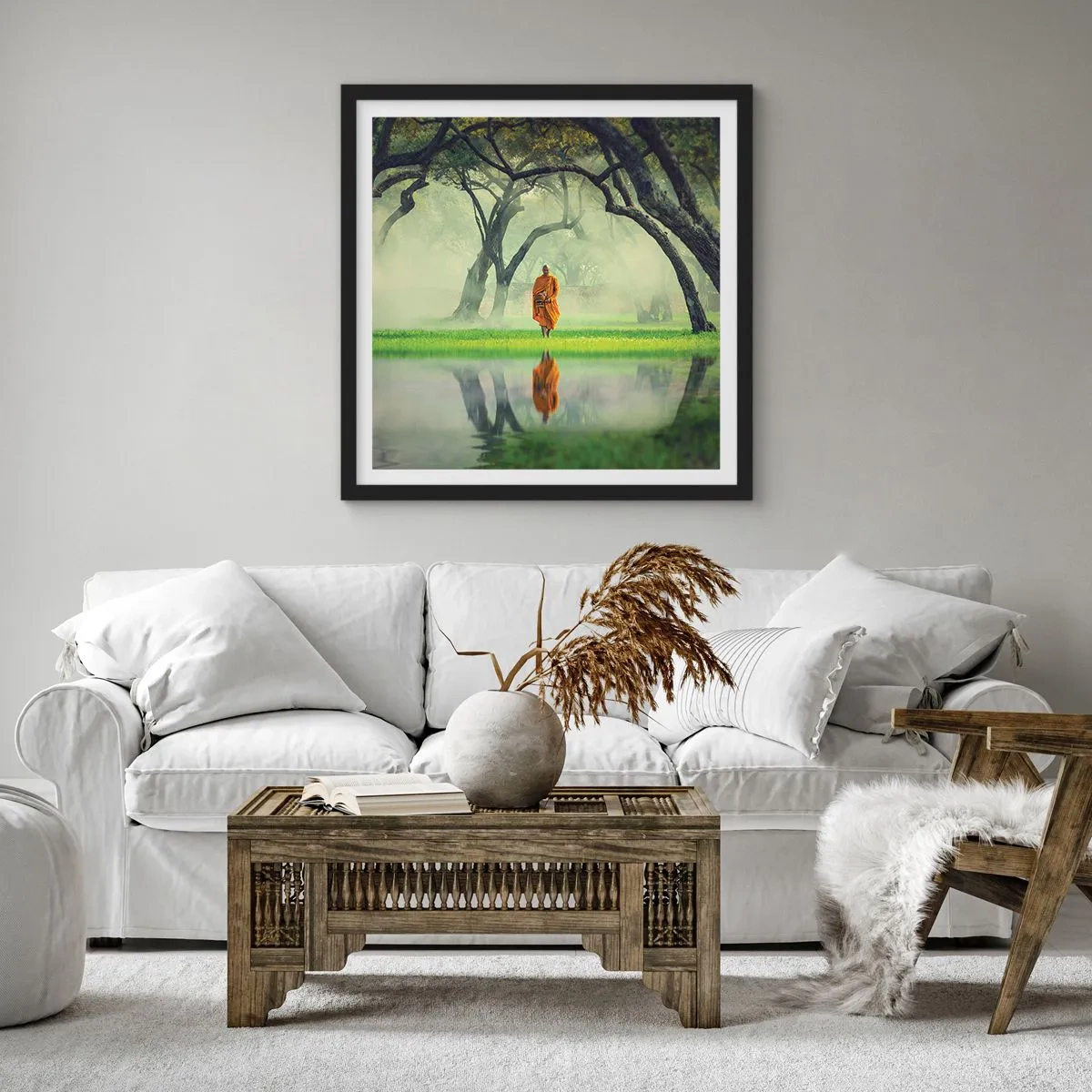 Poster in cornice nera - In cammino verso l'illuminazione - 50x50 cm