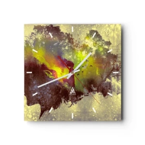 Orologio da parete - Orologio in Vetro - Silhouette artistica di una donna con la natura sullo sfondo - 30x30cm - Madre Natura - Decorazione murale moderna per soggiorno e camera da letto ARTTOR