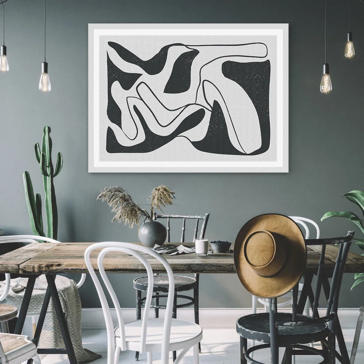 Poster in cornice bianca - Gioco astratto nel labirinto - 40x30 cm