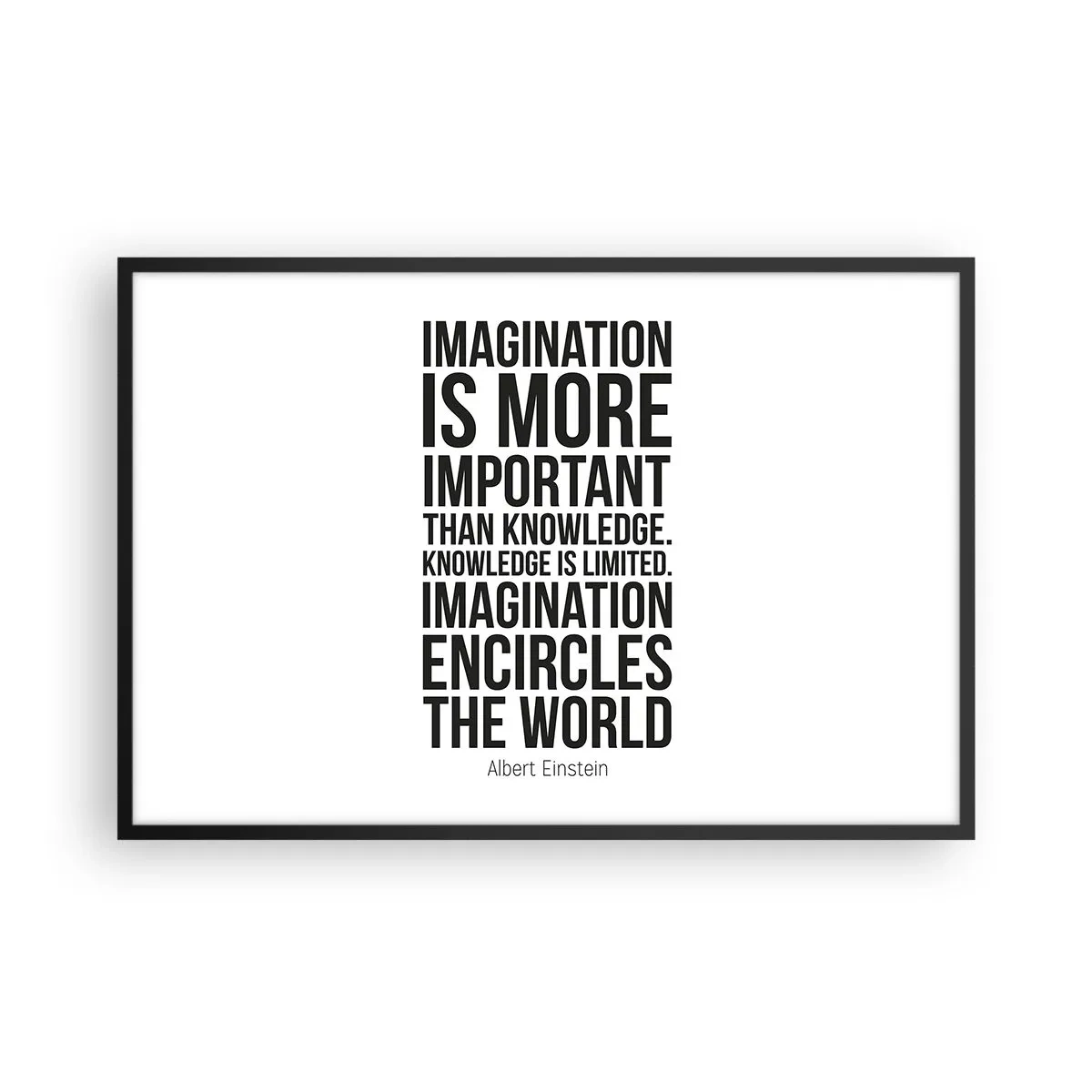 Poster in cornice nera - Einstein sul potere dell'immaginazione - 91x61 cm