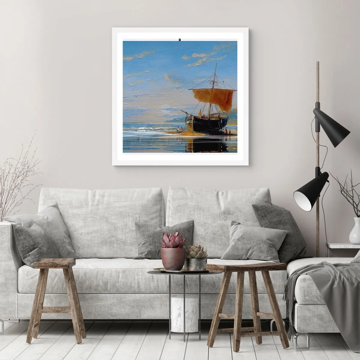 Poster in cornice bianca - Acqua, terra, aria - 50x50 cm