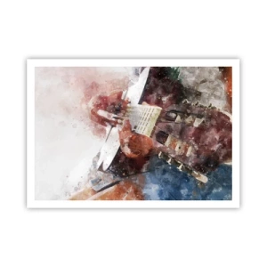Poster - Un'interpretazione artistica di una chitarra in stile acquerello - 100x70cm - E tu che ne pensi? - Decorazione murale moderna per soggiorno e camera da letto ARTTOR