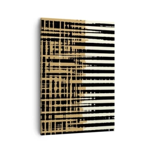 Quadro su tela - Stampe su Tela - Linee astratte in nero, beige e bianco - 50x70cm - Astrazione architettonica - Decorazione murale moderna per soggiorno e camera da letto ARTTOR