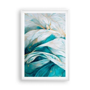 Poster in cornice bianca - Astrazione blu con motivi d'oro - 61x91 cm