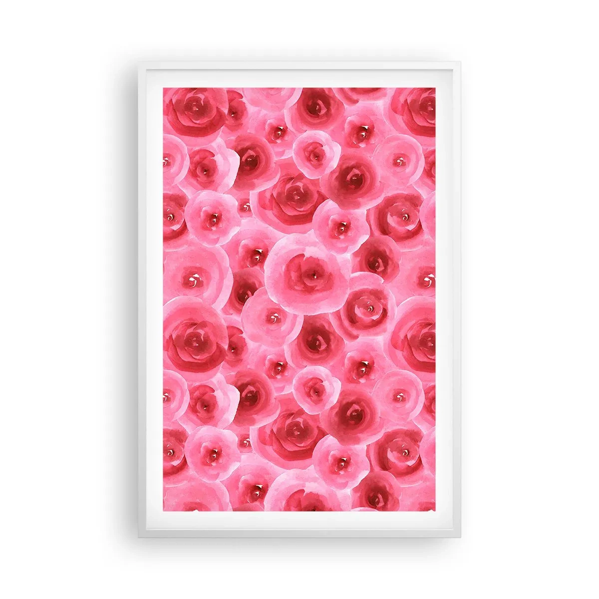 Poster in cornice bianca - Rose in alto e in basso - 61x91 cm