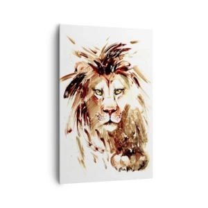 Quadro su tela - Stampe su Tela - Ritratto ad acquerello di un leone con dettagli intensi - 80x120cm - Forza e dignità - Decorazione murale moderna per soggiorno e camera da letto ARTTOR