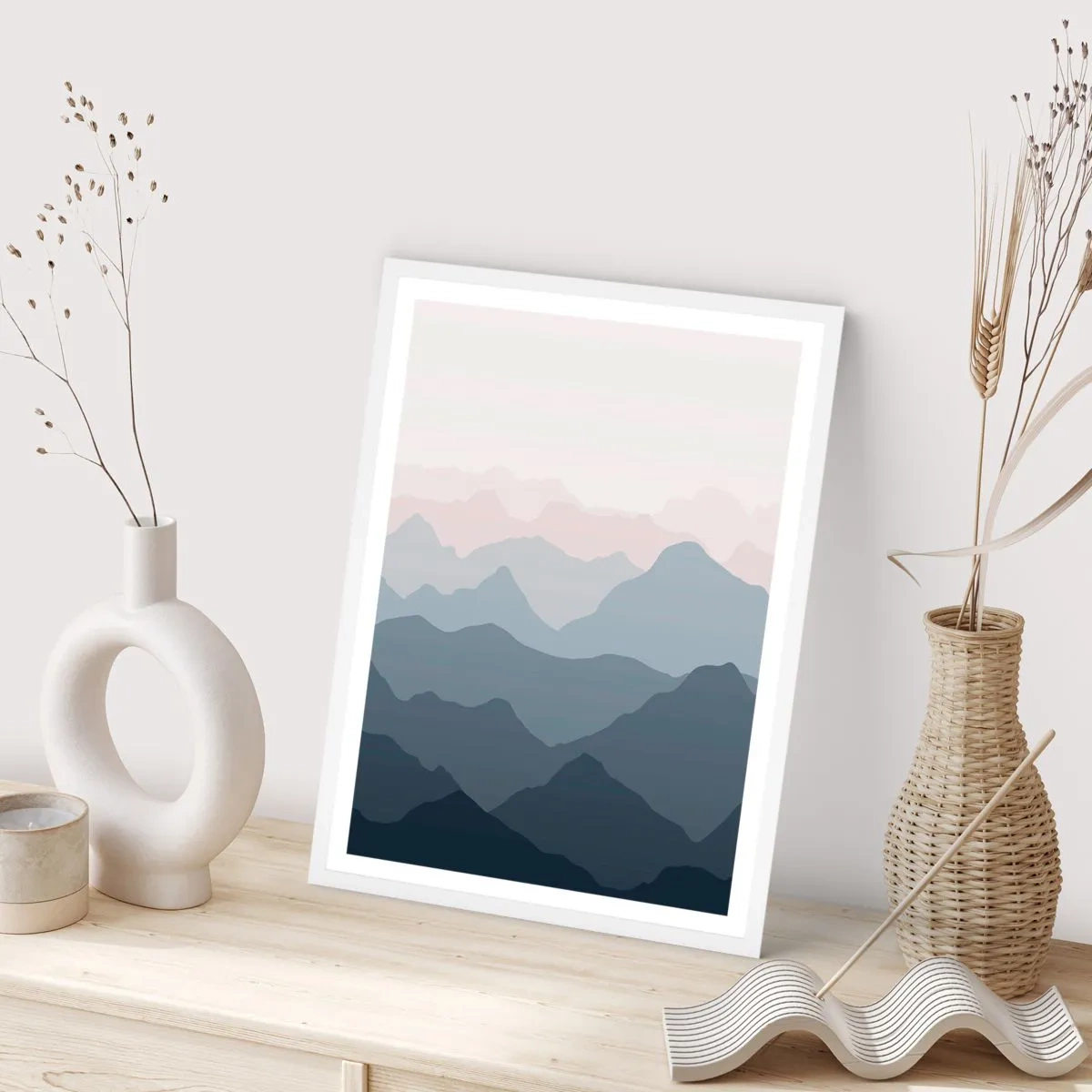 Poster in cornice bianca - Le onde dei monti - 70x100 cm
