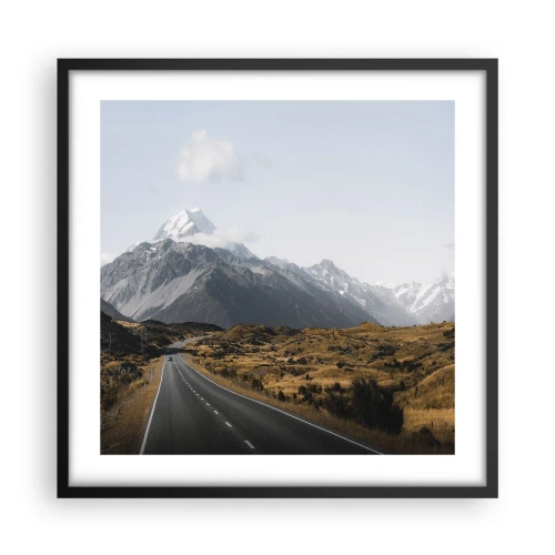 Poster in cornice nera - Via verso il cuore dei monti - 50x50 cm