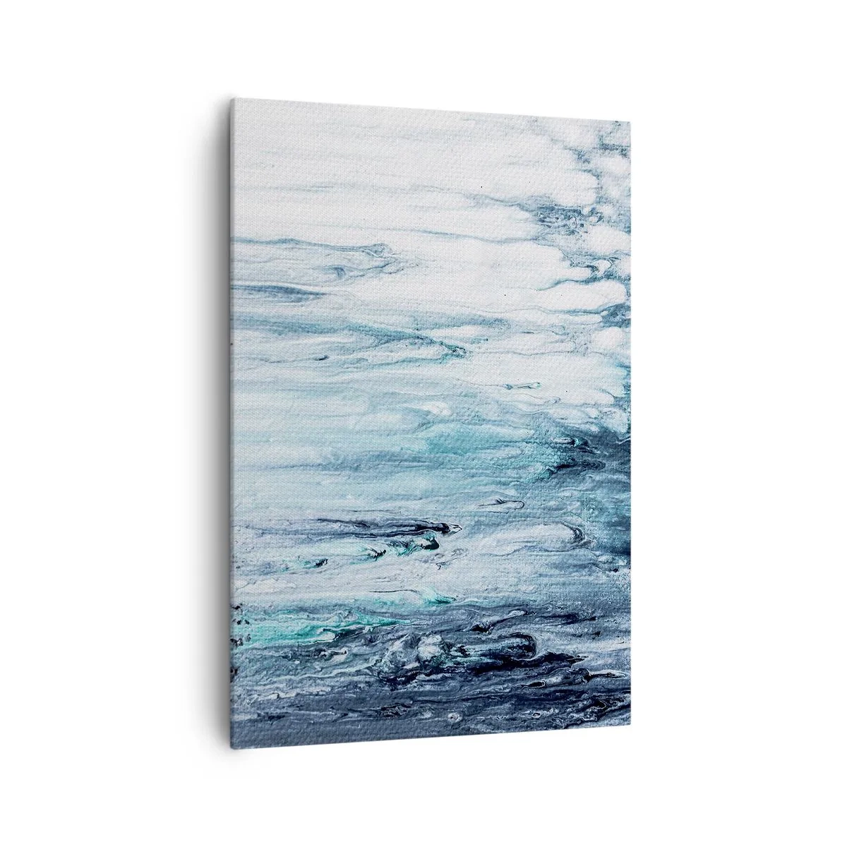 Quadro su tela - Stampe su Tela - Striature astratte blu e bianche che ricordano i ghiaccioli - 70x100cm - Ghiaccio blu - Decorazione murale moderna per soggiorno e camera da letto ARTTOR