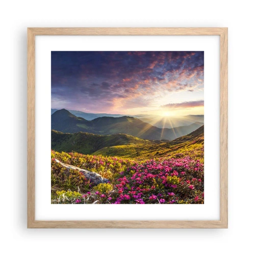 Poster in cornice rovere chiaro - La freschezza di un mattino sui monti - 40x40 cm