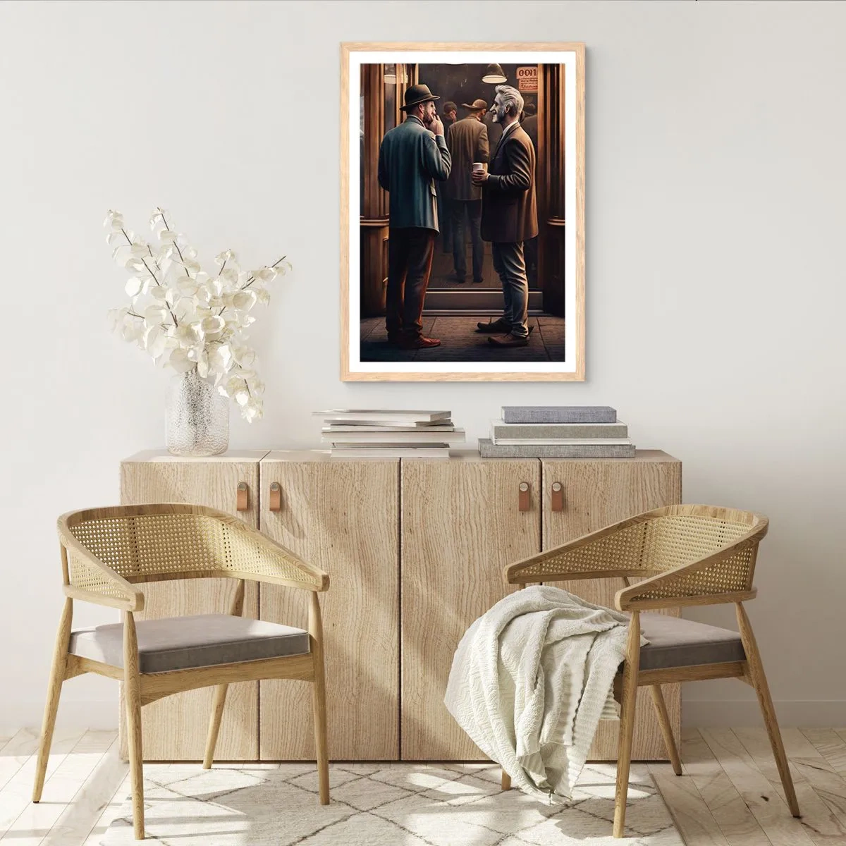 Poster in cornice rovere chiaro - Il buon momento della giornata - 40x50 cm