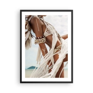 Poster in cornice nera - Donna in stile etnico sulla spiaggia - 50x70cm - La sacerdotessa del sole - Decorazione murale moderna per soggiorno e camera da letto ARTTOR