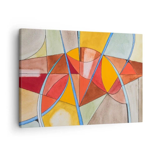 Quadro su tela - Stampe su Tela - Una composizione astratta dai colori geometrici vivaci. - 70x50cm - Carosello, carosello dei sogni - Decorazione murale moderna per soggiorno e camera da letto ARTTOR