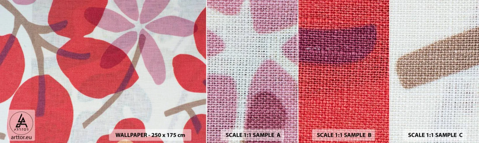 Campione Di Fotomurale Standard Eco - Composizione di fiori in rosa - Boho, Fiori, Minimalismo - 100x30 cm