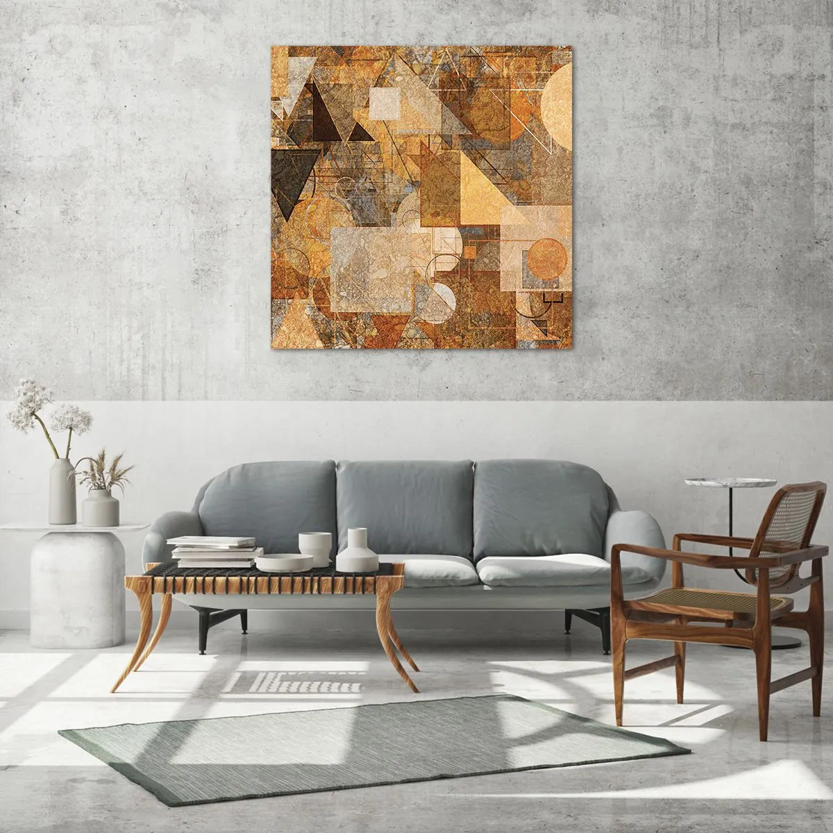 Quadro su vetro - Studio cubista in marrone - 30x30 cm