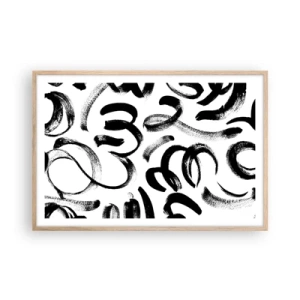 Poster in cornice rovere chiaro - Nero su bianco - 91x61 cm