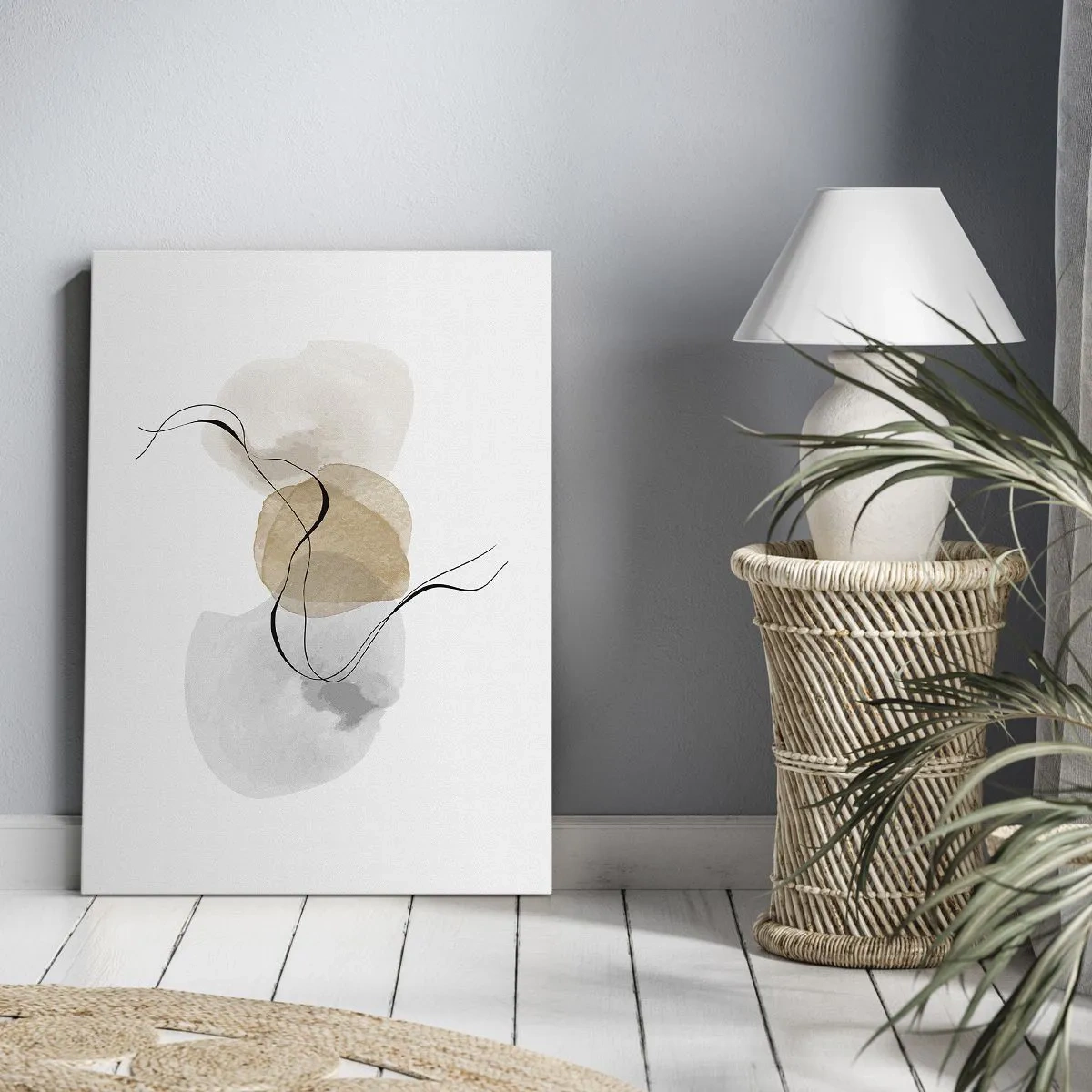 Quadro su tela - Stampe su Tela - Astrazione minimalista nei toni del beige e del grigio - 70x100cm - Grani d'aria - Decorazione murale moderna per soggiorno e camera da letto ARTTOR