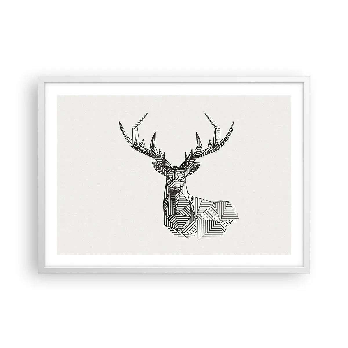 Poster in cornice bianca - Cervo in stile cubista - 70x50 cm