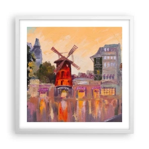 Poster in cornice bianca - Le icone di Parigi: il Moulin Rouge - 50x50 cm