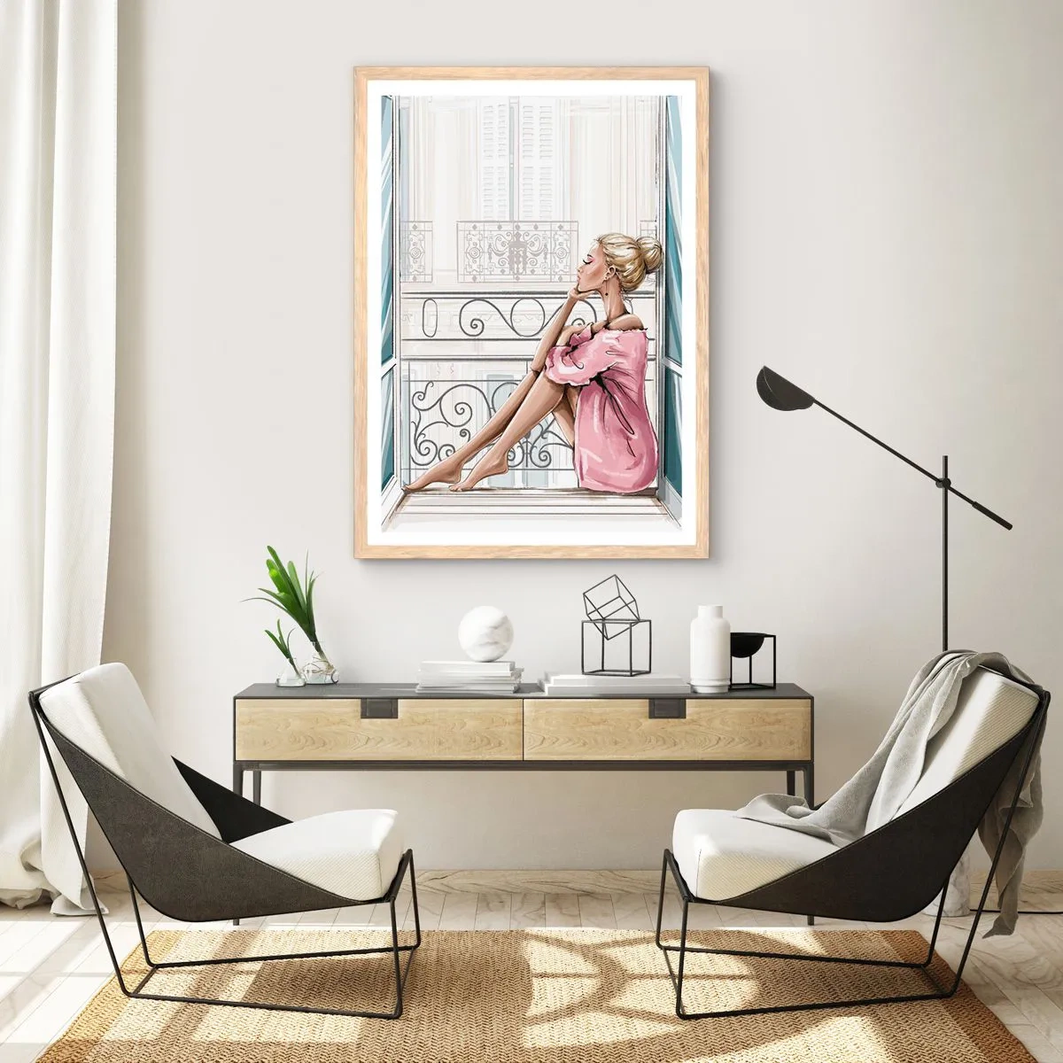 Poster in cornice rovere chiaro - Mattino parigino - 30x40 cm