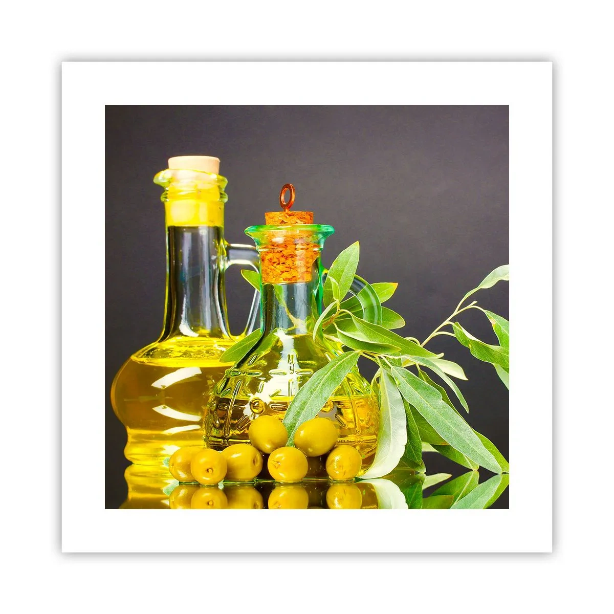 Poster - Natura morta con olive e olio - 40x40 cm