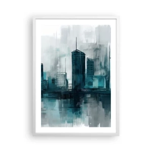 Poster in cornice bianca - La città al colore della pioggia - 50x70 cm