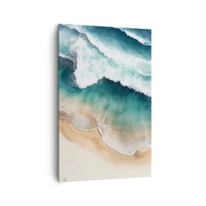 Quadro su tela - Stampe su Tela - Vista della spiaggia e delle onde del mare nelle tonalità del turchese - 80x120cm - L'eterno incontro - Decorazione murale moderna per soggiorno e camera da letto ARTTOR