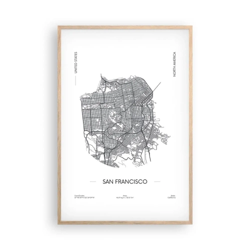 Poster in cornice rovere chiaro - Anatomia di San Francisco - 61x91 cm