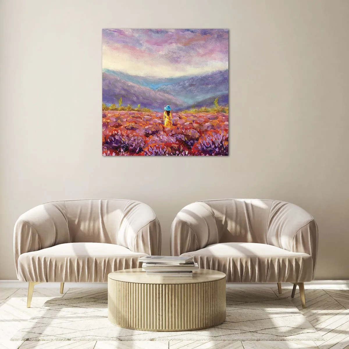 Quadro su vetro - Nel mondo di lavanda - 70x70 cm