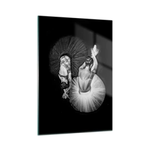 Quadro su vetro - Due ballerine in posa di riposo indossando tutù bianchi e neri - 50x70cm - Yin e yang -  equilibrio ideale - Decorazione murale moderna per soggiorno e camera da letto ARTTOR