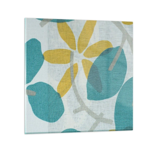 Quadro su vetro - Tra le foglie azzurre - 30x30 cm