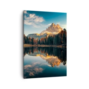 Quadro su tela - Stampe su Tela - Paesaggio montano con lago e foresta - 50x70cm - Paesaggio doppio - Decorazione murale moderna per soggiorno e camera da letto ARTTOR