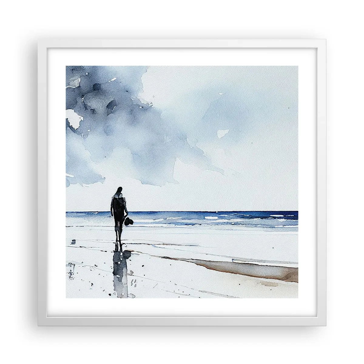 Poster in cornice bianca - Dialogo con il mare - 50x50 cm