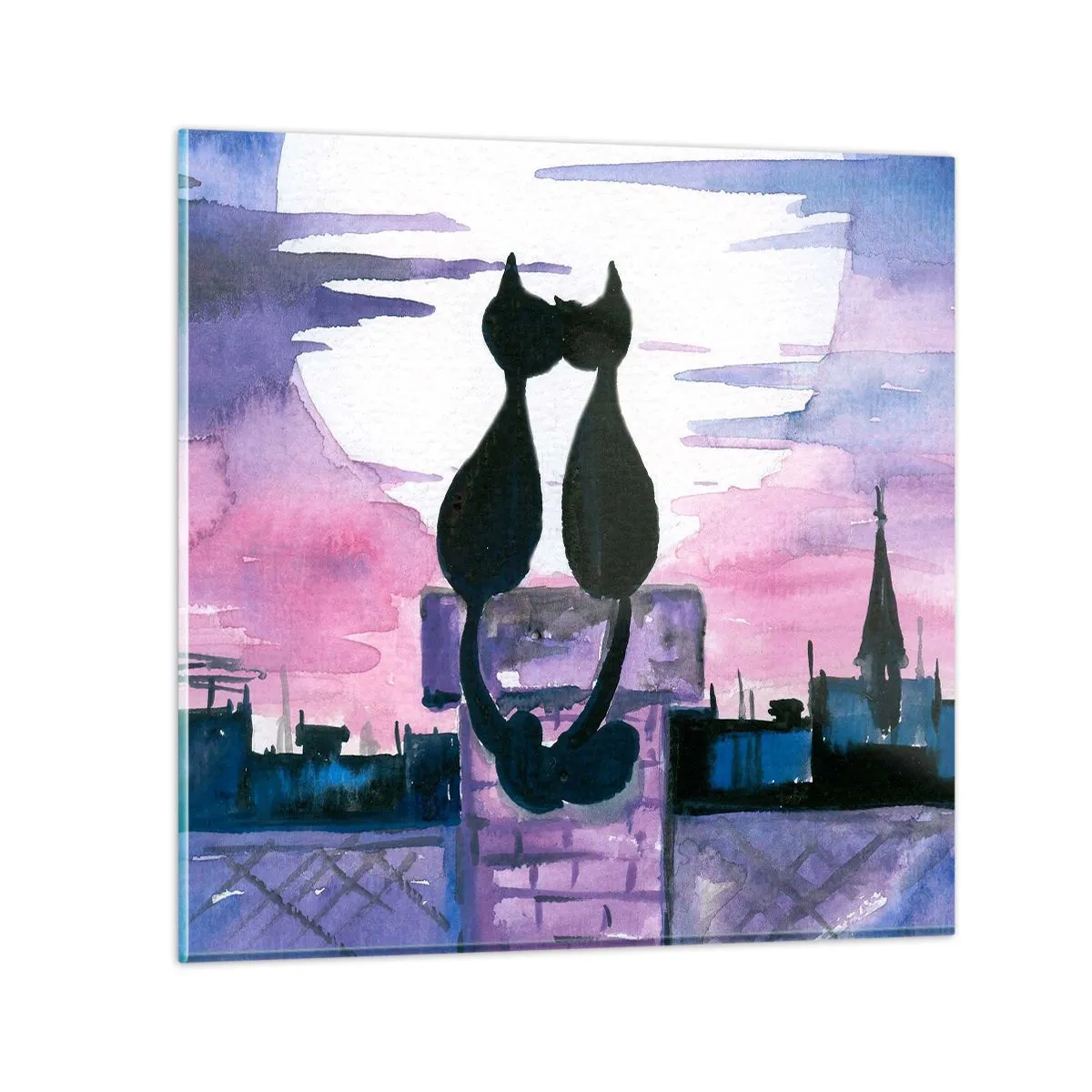 Quadro su vetro - Appuntamento sotto la luna - 40x40 cm