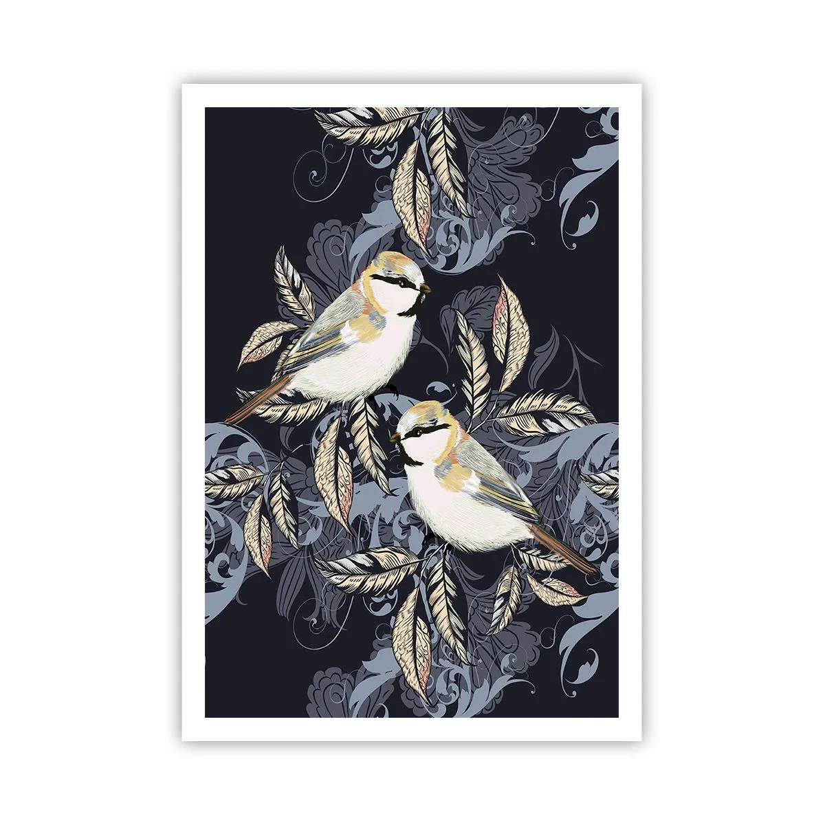 Poster - Cinguettio oro e blu - 70x100 cm