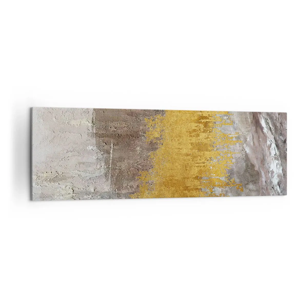 Quadro su tela - Stampe su Tela - Motivo astratto oro e beige - 160x50cm - Soffio dorato - Decorazione murale moderna per soggiorno e camera da letto ARTTOR