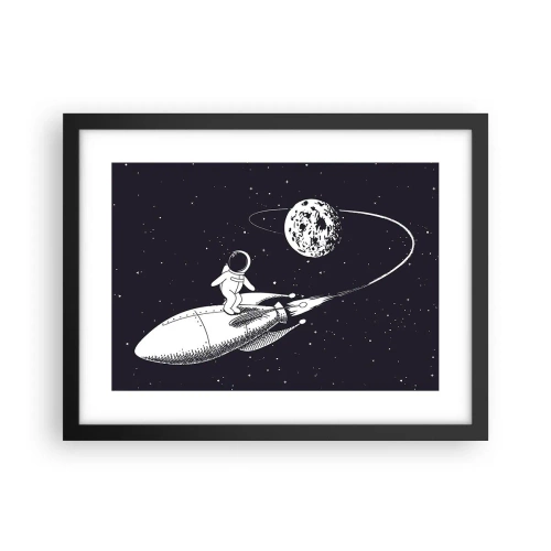 Poster in cornice nera - Surfista spaziale - 40x30 cm