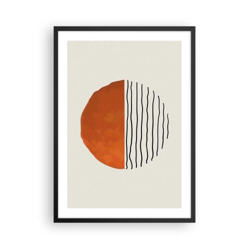 Poster in cornice nera - Cerchio astratto con metà arancione e lineare - 50x70cm - Atmosfera giapponese - Decorazione murale moderna per soggiorno e camera da letto ARTTOR