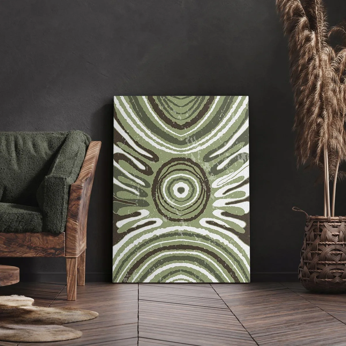 Quadro su tela - Stampe su Tela - Motivi astratti nelle tonalità del verde e del marrone - 50x70cm - Esplosione di emozioni - Decorazione murale moderna per soggiorno e camera da letto ARTTOR