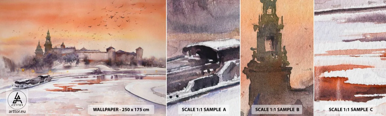 Campione di Fotomurale Adesivo Deluxe Sticker - Tramonto reale - Paesaggio, Paesaggio, Classico - 100x30 cm