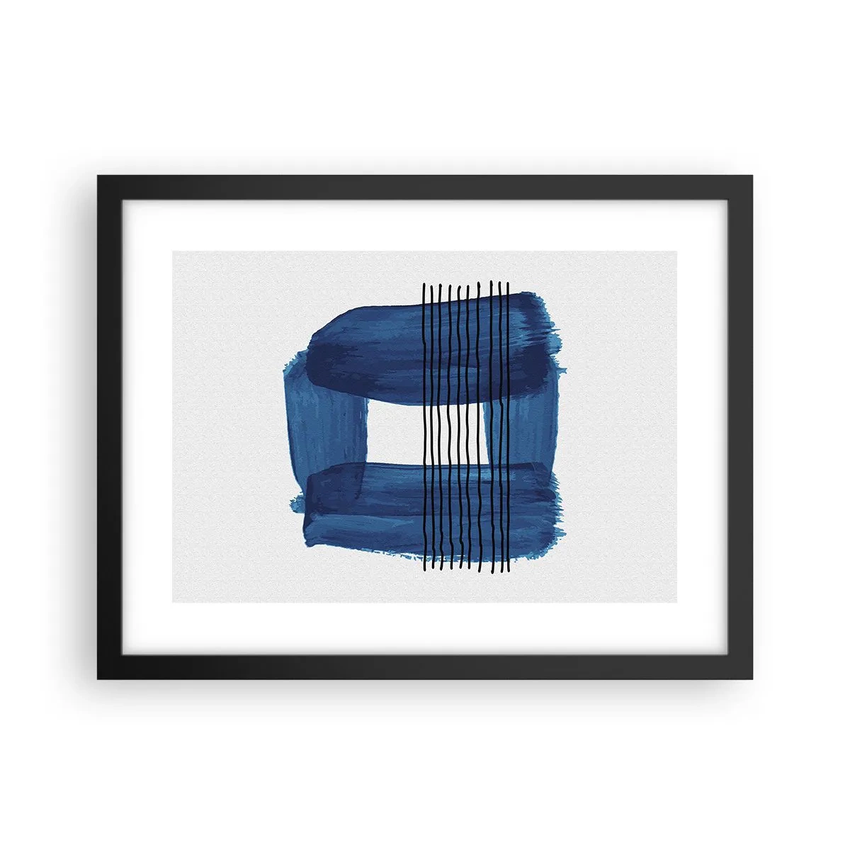 Poster in cornice nera - Composizione blu e nera - 40x30 cm