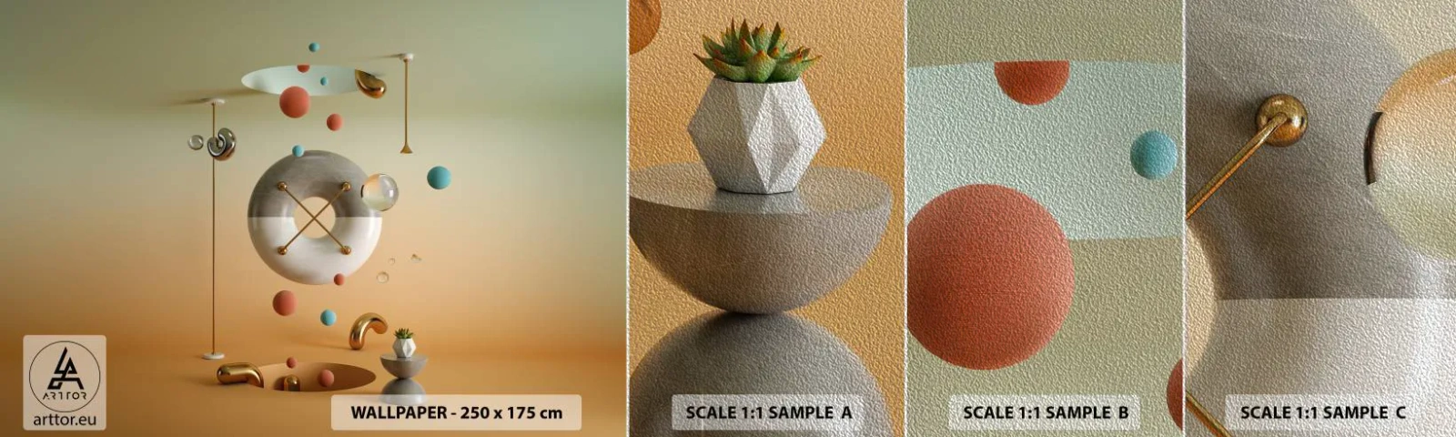 Campione di Fotomurale Premium Sand - Tutto può succedere - Astrazione, Surrealismo, 3D - 100x30 cm