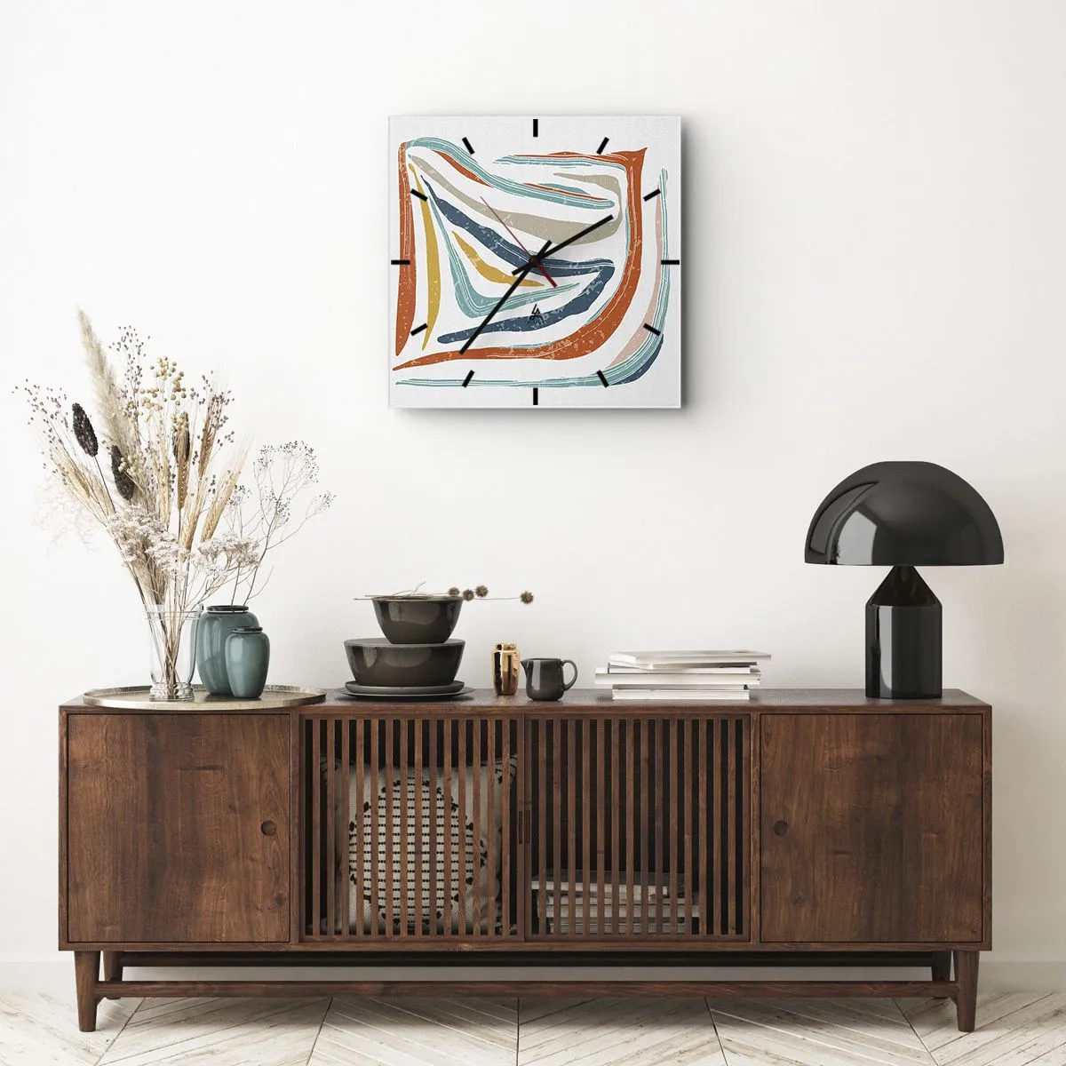 Orologio da parete - Orologio in Vetro - Astrazione piacevolmente sorridente - 40x40 cm