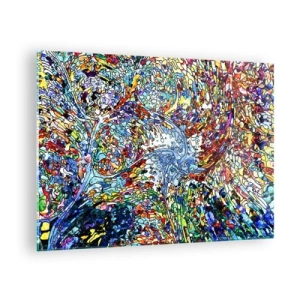 Quadro su vetro - Motivi astratti colorati che ricordano le vetrate colorate - 70x50cm - Vetrate a gocce - Decorazione murale moderna per soggiorno e camera da letto ARTTOR