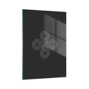 Quadro su vetro - Simbolo celtico bianco minimalista su sfondo nero - 50x70cm - Nello spirito celtico - Decorazione murale moderna per soggiorno e camera da letto ARTTOR