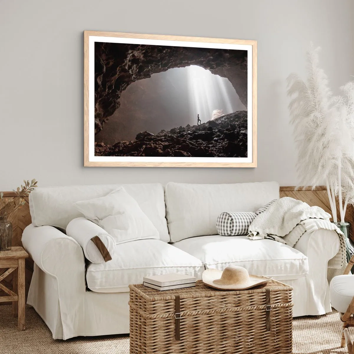 Poster in cornice rovere chiaro - Grotta luminosa - 40x30 cm