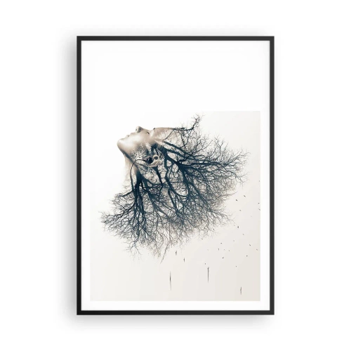 Poster in cornice nera - In ascolto del sussurro dell'albero - 70x100 cm
