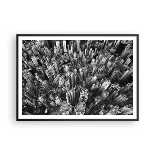 Poster in cornice nera - Vista aerea della città in bianco e nero - 100x70cm - Ancora più in alto - Decorazione murale moderna per soggiorno e camera da letto ARTTOR