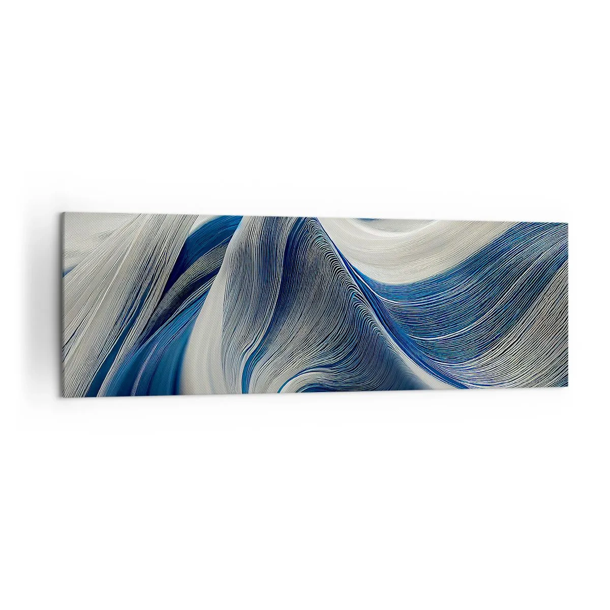 Quadro su tela - Stampe su Tela - Onde astratte nei toni del blu e del bianco - 160x50cm - Fluidità di blu e di bianco - Decorazione murale moderna per soggiorno e camera da letto ARTTOR