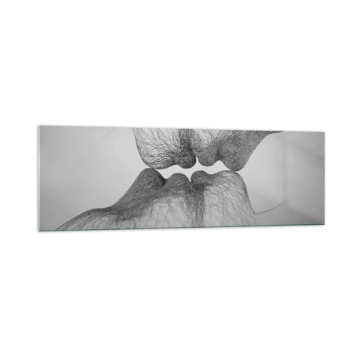Quadro su vetro - Un bacio astratto presentato in una forma eterea - 160x50cm - Il bacio del vento - Decorazione murale moderna per soggiorno e camera da letto ARTTOR